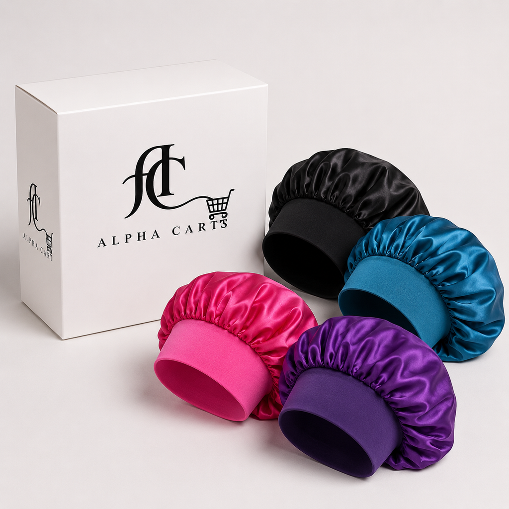 Satin Night Wear Sleep Cap- 4 piece