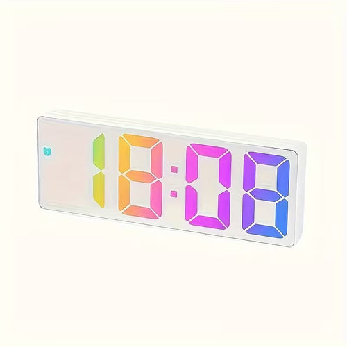 1pc Modern LED Digital Alarm Clock with Mirror Display, Buttons &amp; Silent Operation