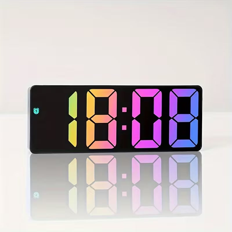 1pc Modern LED Digital Alarm Clock with Mirror Display, Buttons &amp; Silent Operation