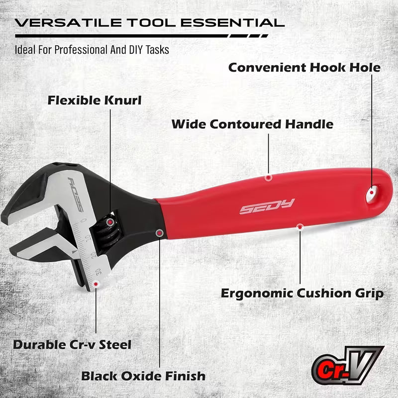 SEDY 3pcs Adjustable Wrench Set Pipe Spanner: 6" 8" 10"